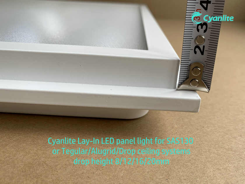 Cyanlite Lay-In led panel light for SAS130 Tegular Alugrid Drop ceilings
